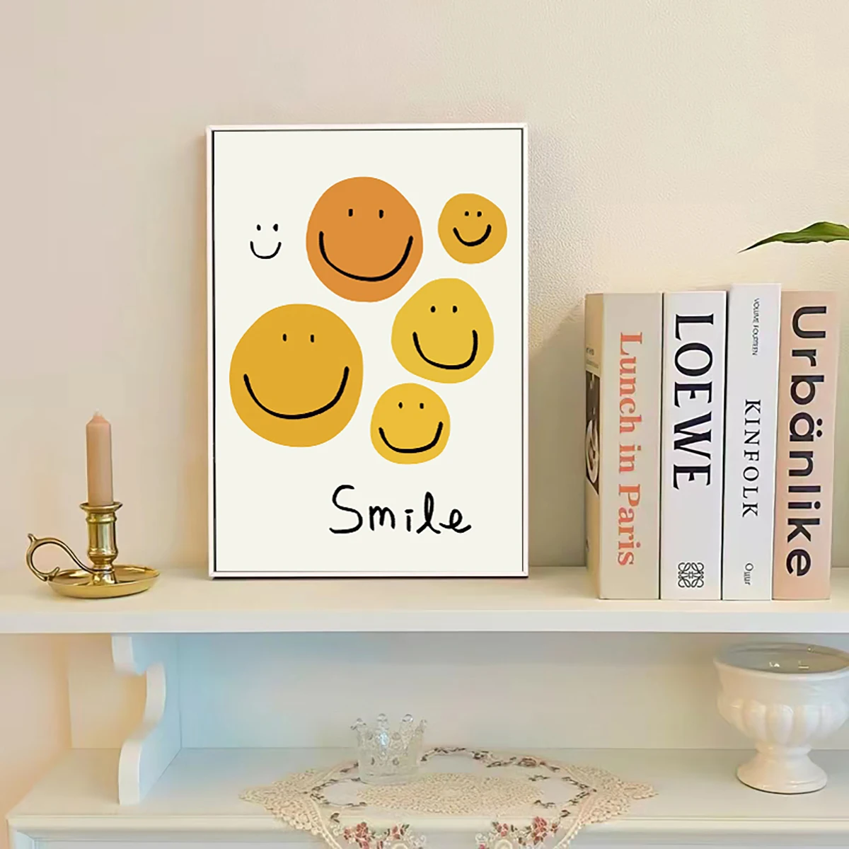 Cartoon Cute Smiley Face Alphabet Canvas Print Painting Children's Room Poster, Wall Picture Art, Home Decor, 2 Sets