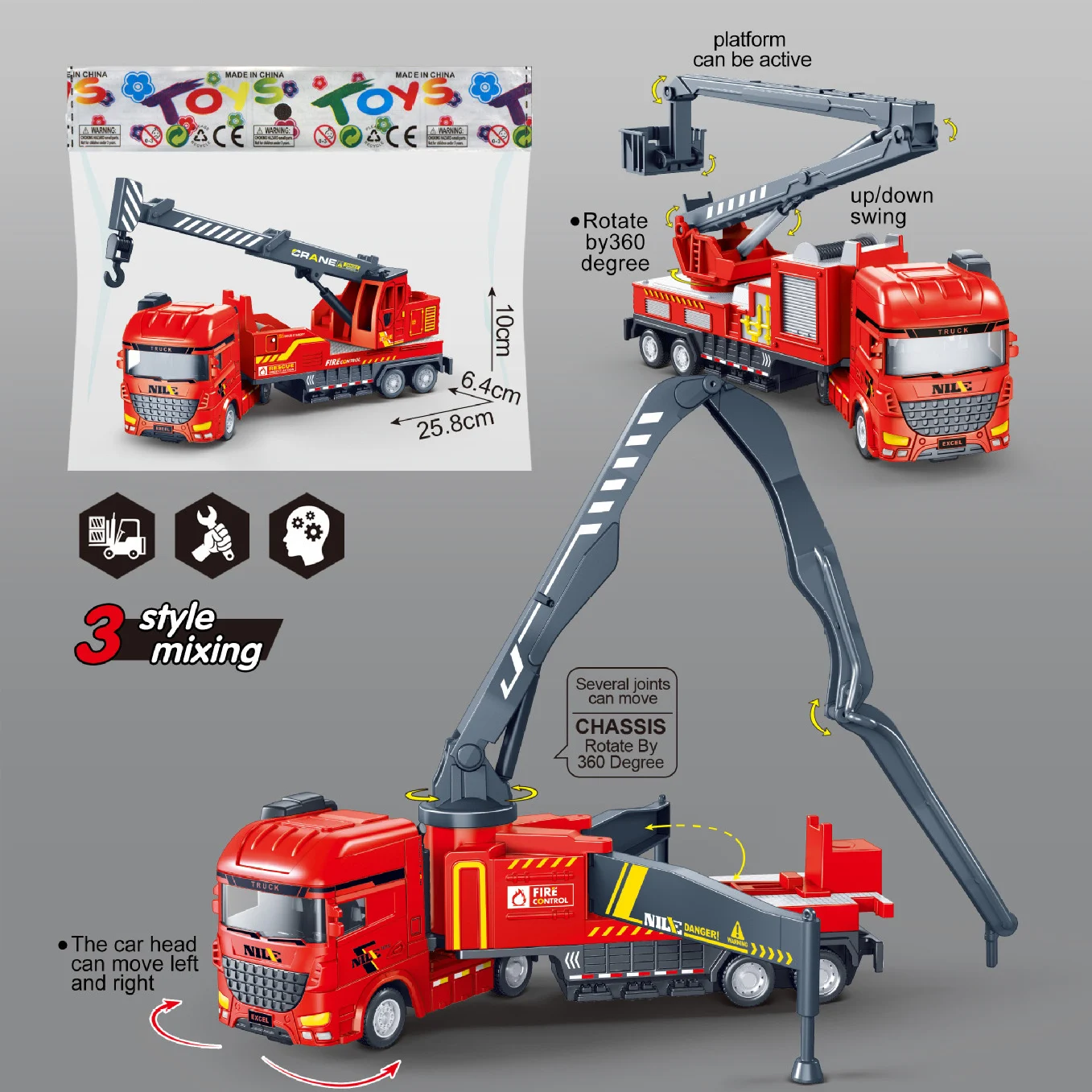 

Inertia Lift Truck Fire Truck Toy Car Children Model Simulation Rescue Fire Truck Crane Water Pump Car Toy Boys Playtime Fun Toy