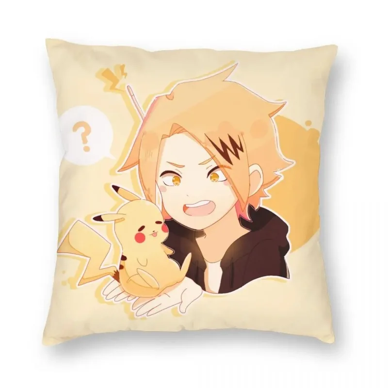 Cute Denki Kaminari Square Pillowcase Polyester Printed Zip Decor Pillow Case Car Cushion Cover 18