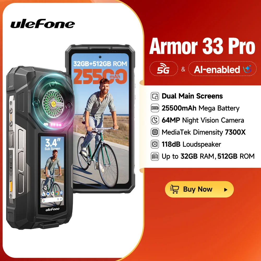 2025 New】Ulefone Armor 33 Pro 5G Rugged Phone 25500 mAh 512GB ROM 