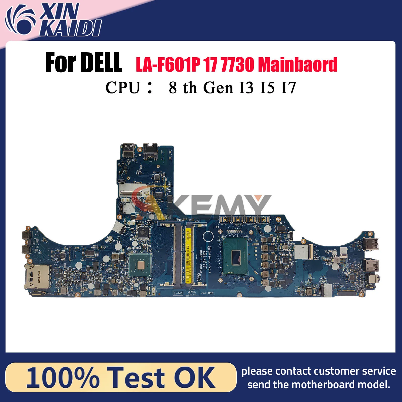 

Материнская плата для ноутбука DELL Precision 7730 LA-F601P с процессором i5 i7 8-го поколения 0RFDCG 0CVMJW 0V490F 0GP3DD, 100% протестировано, ОК