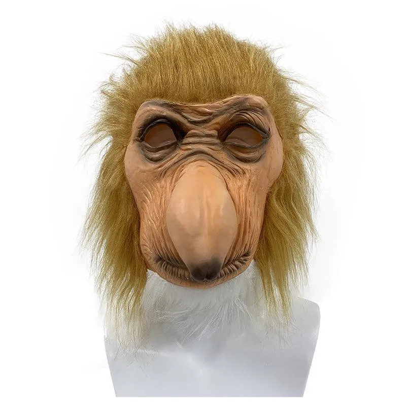 Realistische Proboscis-Affen-Vollkopf-Latexmaske Tier-Affenmaske Halloween-Maskerade Cosplay-Kostüm Faschings-Requisiten – Detail 5