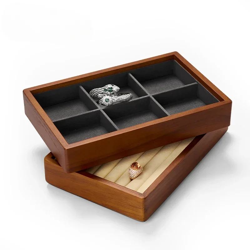 Wooden Jewelry Box Organizer, Stackable Ring, Earrings, Bracelet, and Watch Storage, Multifunctional Jewelry Solution