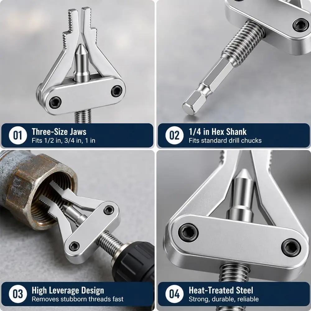 Universal Broken Pipe Extractor Faucet Valve Stuck Insert Remover Hex Shank Drill Powered Plumbing Repair Tool Heavy Duty Kit
