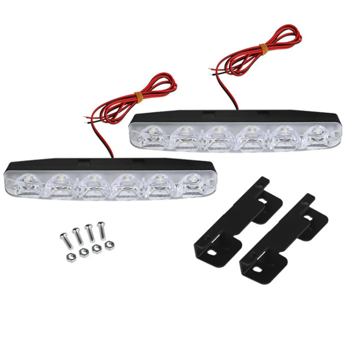 6 LED Super Bright Daytime Running Lights Car Center Grille Decorative Lights for General Car Lights Modification