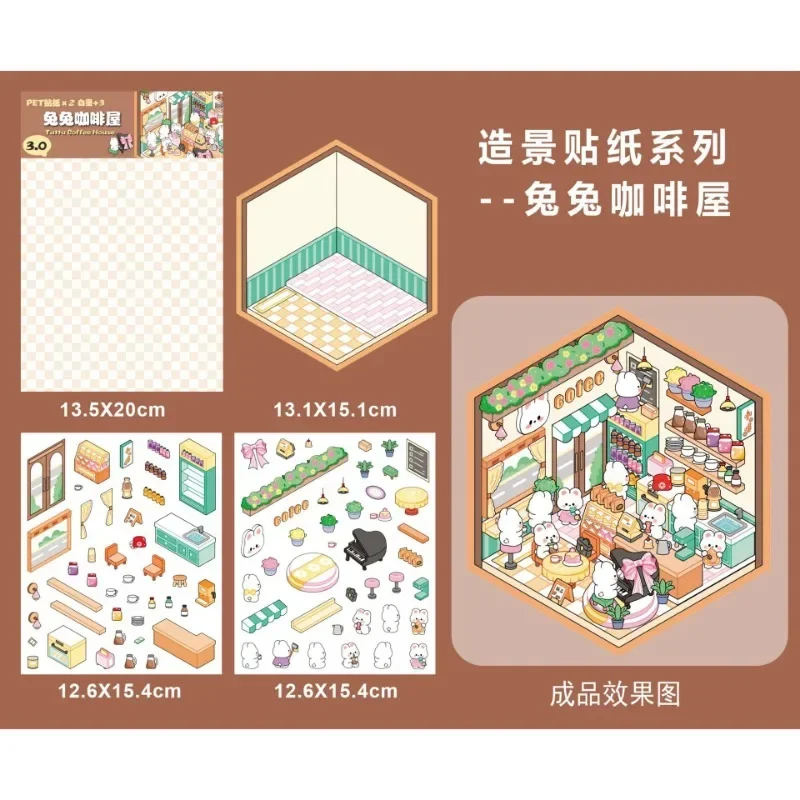 Stress Relief 3D MINIATUER Landscrape Toys Naklejki dla dzieci Dorosłe Śliczne Naklejki Kawaii Etui na telefon Laptop Bagaż Paster