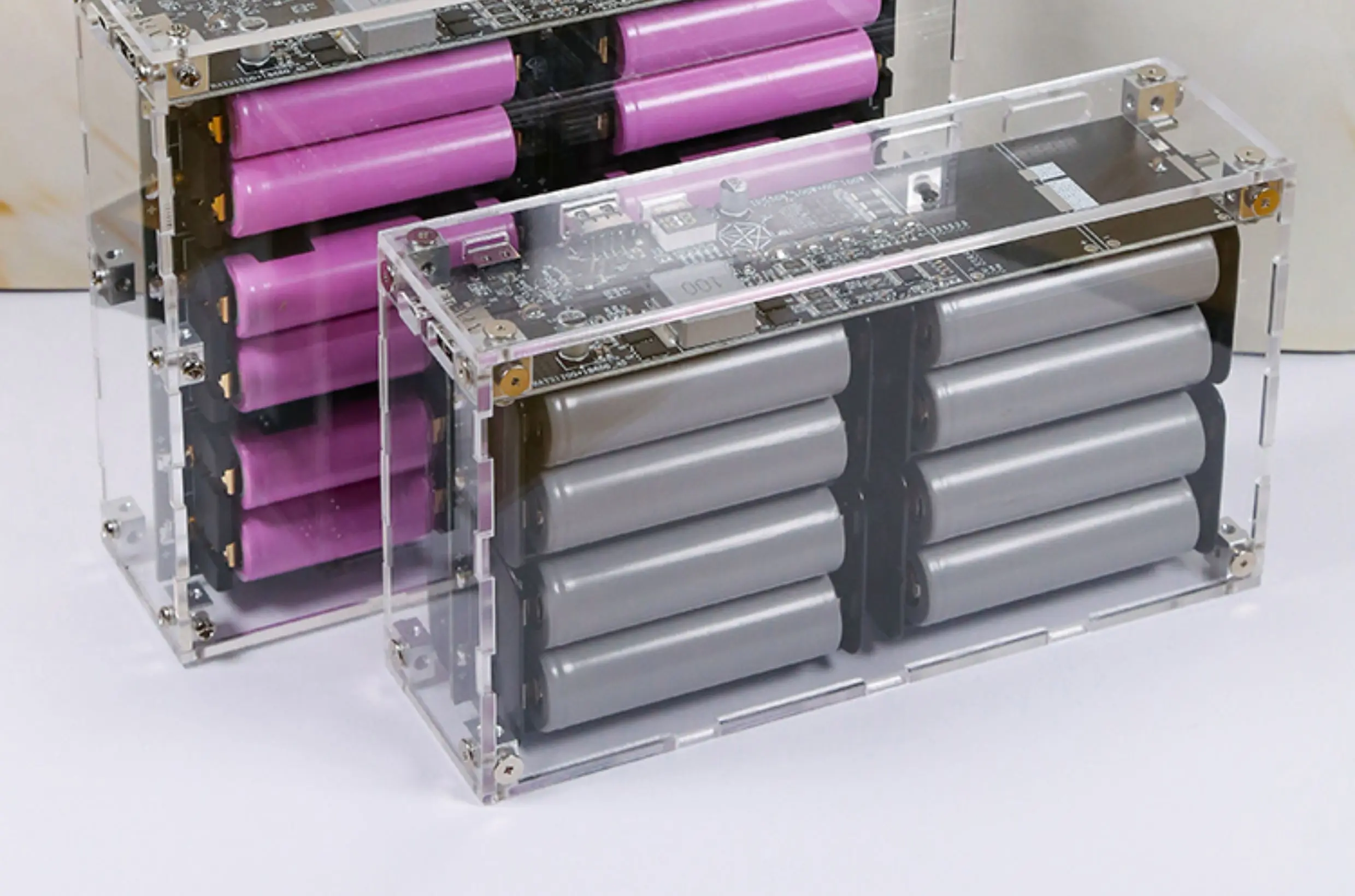 Transparent Acrylic 4-Cell 18650 Power Bank Case DIY Charging Power Supply Shell