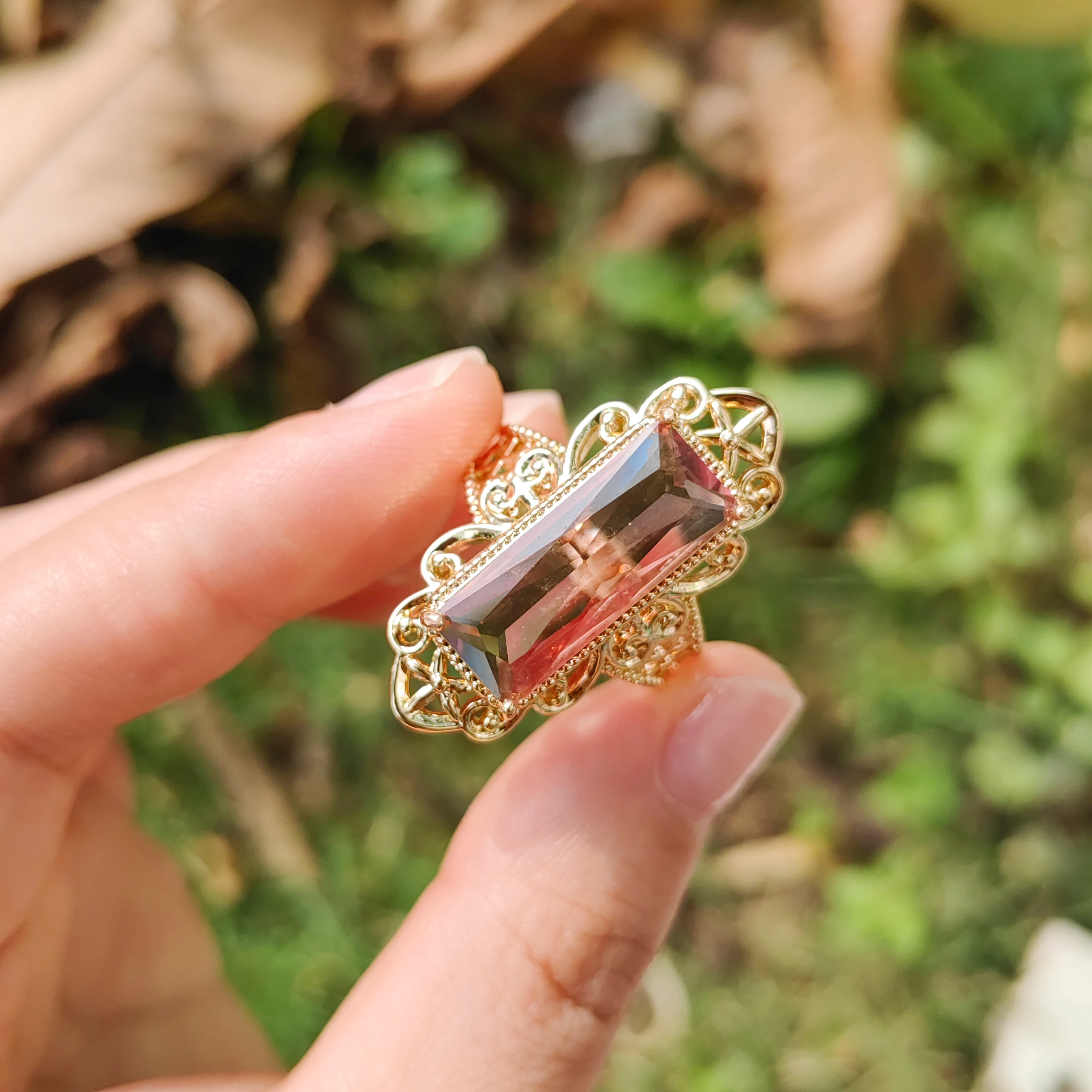 Vintage Türkischer Synthetischer Sultanit-Ring für Frauen, Farbwechselnder Ovaler Stein, Retro Kupferschmuck, Simulierte Diaspora-Farbe – Detail 5