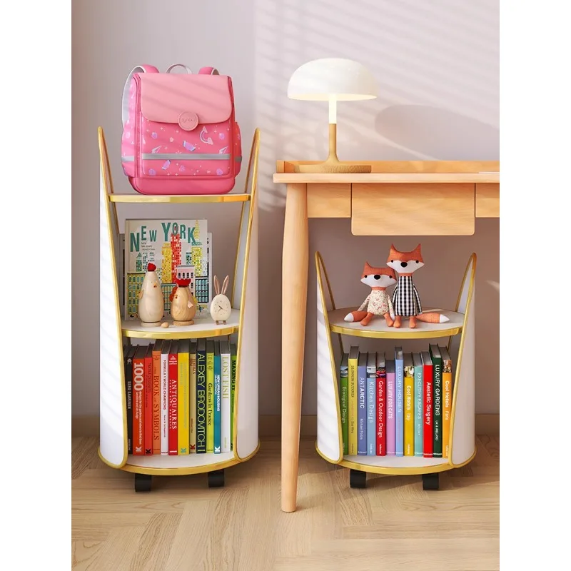 School bag shelf, household multi-layer movable desk, students put books, storage artifacts, floor-to-ceiling bookshelf with whe