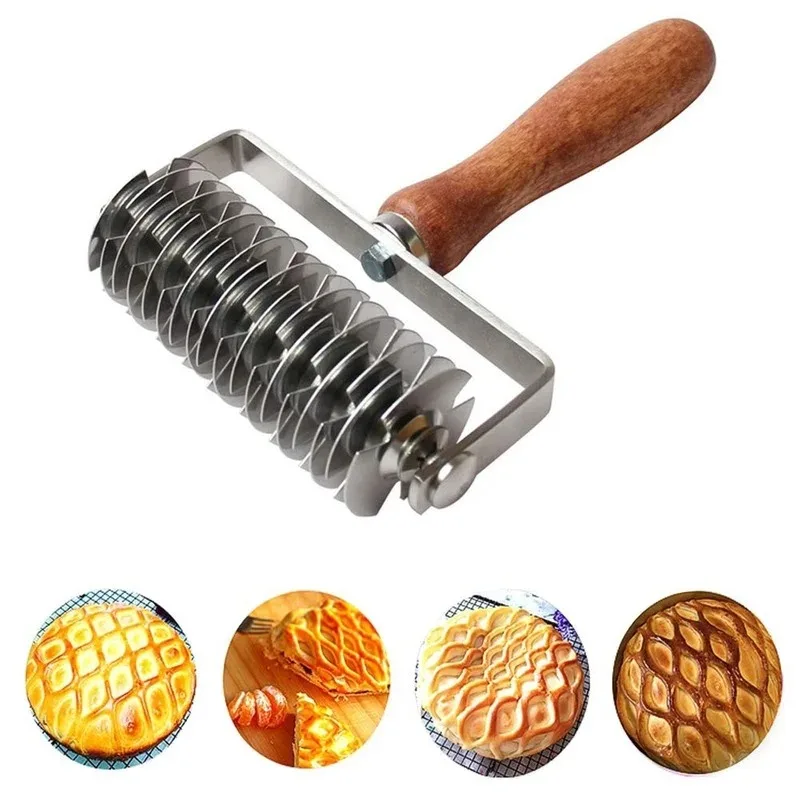 Kitchen Stainless Steel Lattice Cutter Roller Pastry Bread Pizza Wheel Pie Dough  DIY Bakeware Cooking Tools