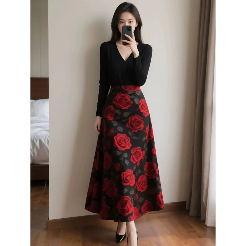 Nuevo Falda adelgazante elegante y digna Retro con temperamento a la moda para mujer