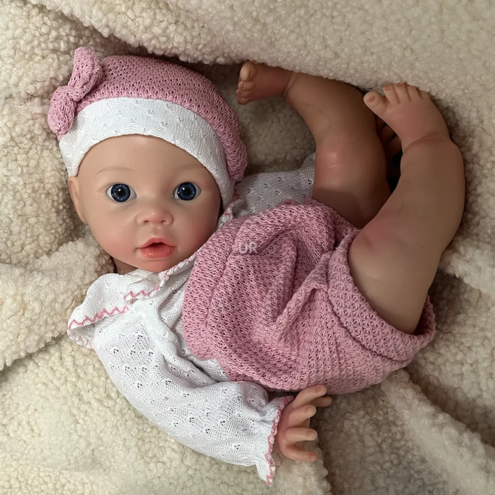 40cm Handmade Realistic Full Platinum Silicone Reborn Baby Girl Soft Waterproof Boneca Recém-nascida Bonito Dia de Ação de Graças Surpresa Presente