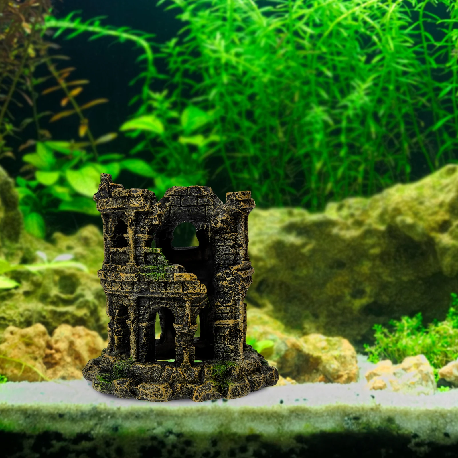 

Aquarium Roman Colosseum Resin Craft Simulation Landscape Ornament Fish Hiding Place Decor Water Safe Non-Toxic