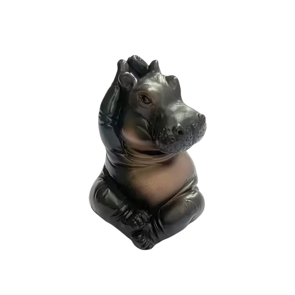 Resin Pose Yoga Hippo Statue Yoga Pose Figurine with Meditation Asanas Clumsy Yoga Master Hippo Hippopotamus Decor