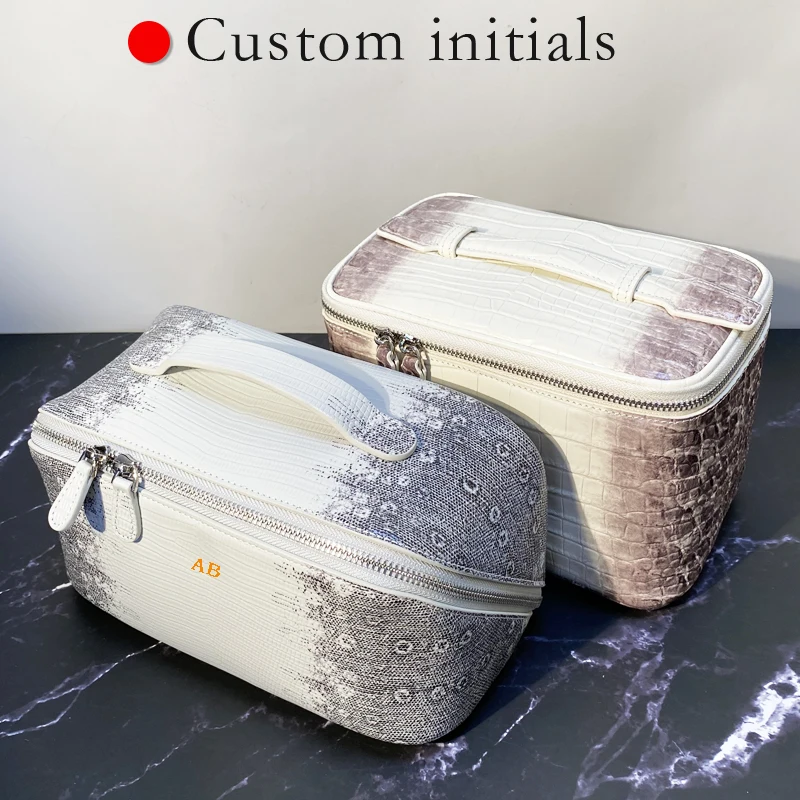 

Custom Initials Leather Pillow Lizard Pattern Makeup Bags For Women Luxury Designer Handbag Purses 2026 New In Cowhide Organizer