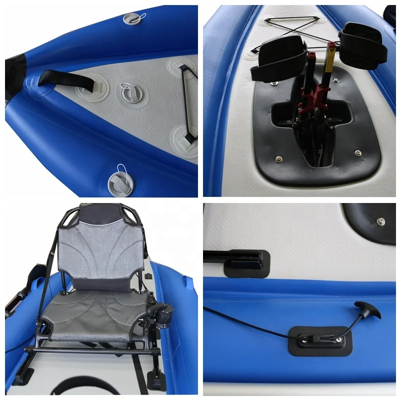 2024 Hot Sale Popular Lightweight Inflatable Fishing Pedal Kayak PVC Material 1 Person 12FT Pedal Drive Kayak for Sale