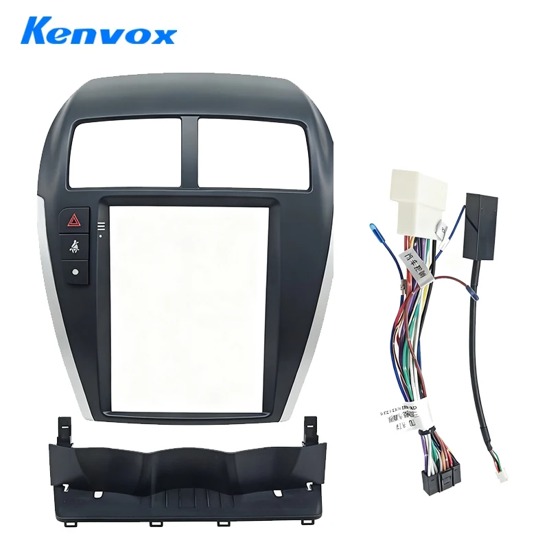 

Kenvox 9.7" Tesla Vertical Screen Car Radio Fascia Frame for Mitsubishi ASX stereo Dash Kit Install Panel wire harness Adapter