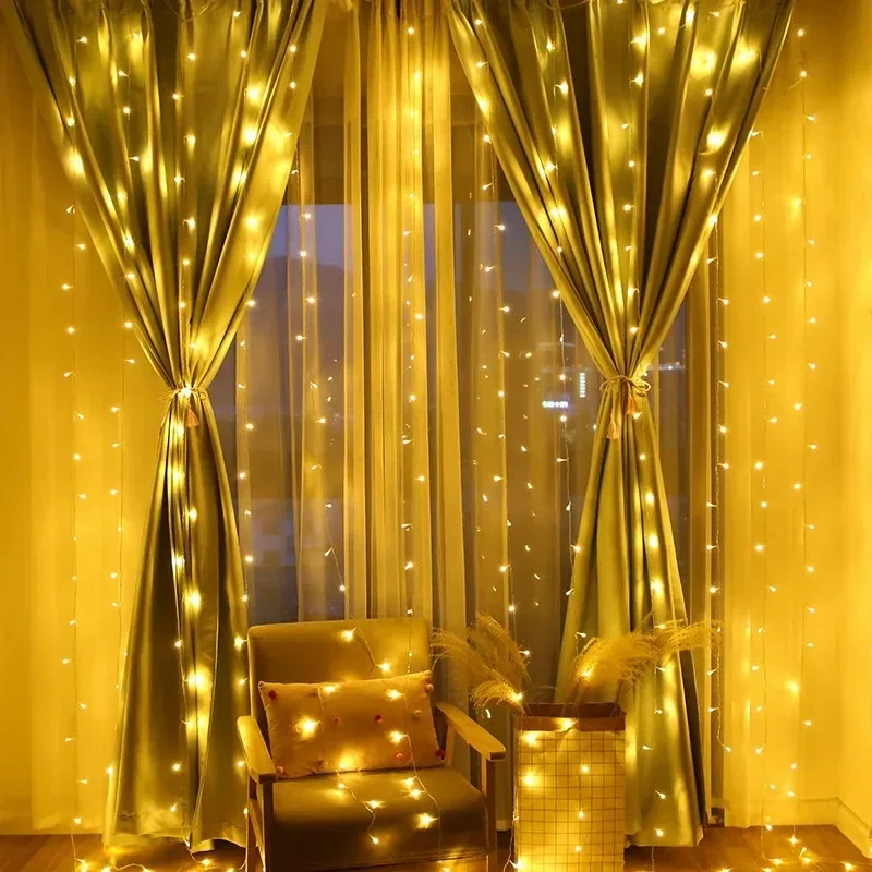 4/6M/8 Mode Curtain Garland on The Window USB Power Fairy Lights Festoon with Remote New Year Christmas Decor Led Lights