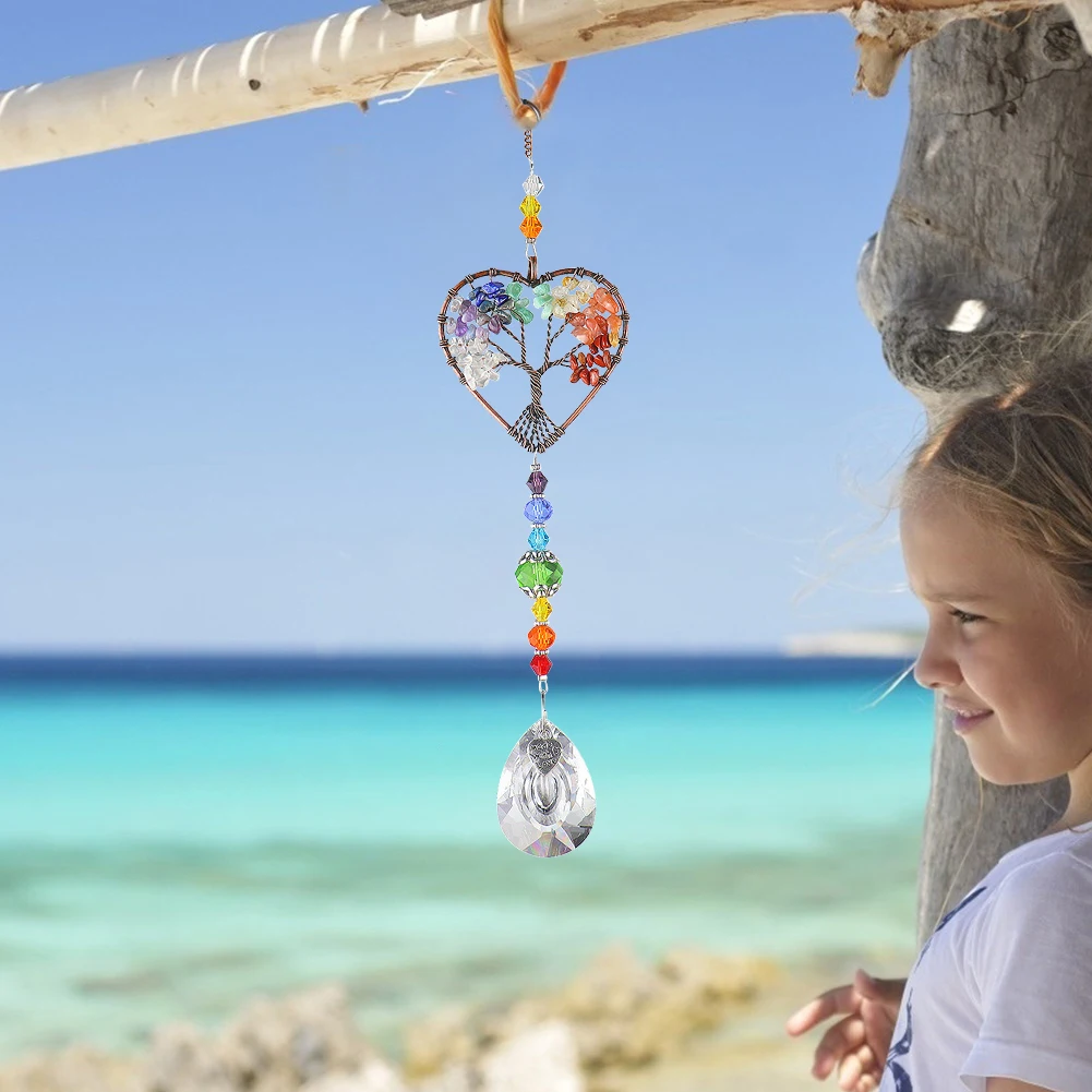 

Metal Crystal Light Collection Pendant Car Accessories Hanging Crystal Pendant Colorful Wind Chime Crystal Light for Living Room