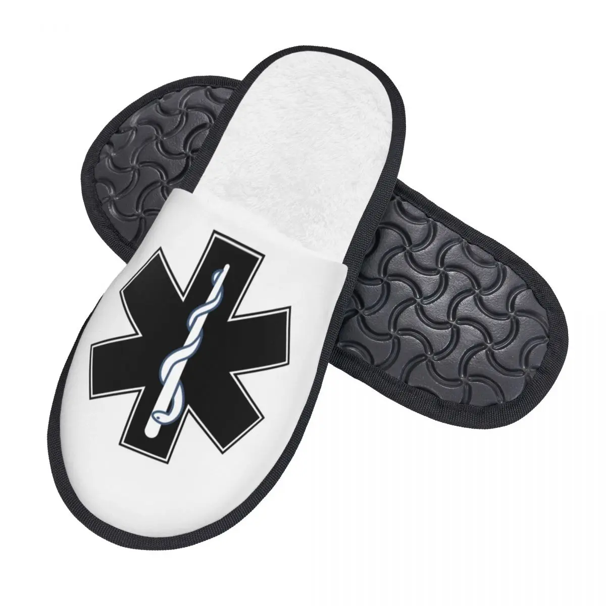 Custom Paramedic Star Of Life Soft Memory Foam House Slippers Women Emt Emergency Medical Symbol Comfy Warm Anti-Skid Slipper