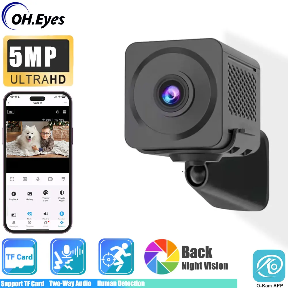 camera de deteccao de movimento interna para seguranca domestica monitor de bebe visao noturna traseira camera pet 5mp trabalho o kam 01