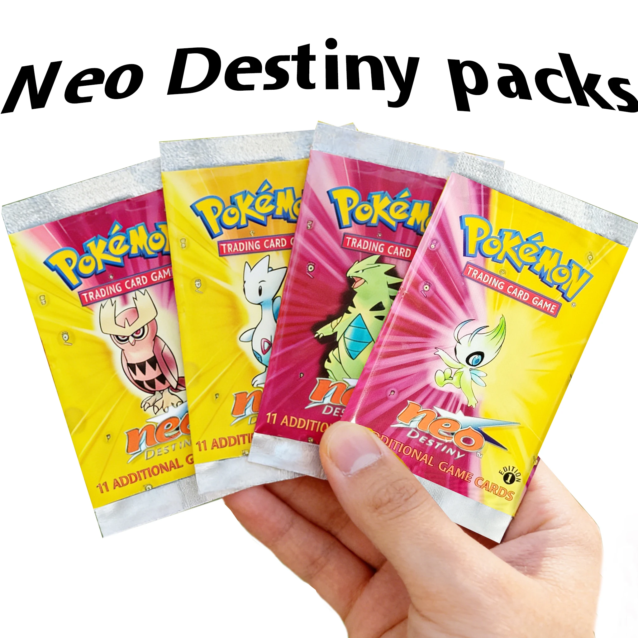 

PKM 1st Edition Neo Destiny Booster Packs Sealed x4models 1Pack 11cards PTCG Rare Game cards Potential Holo Collecting toy gifts