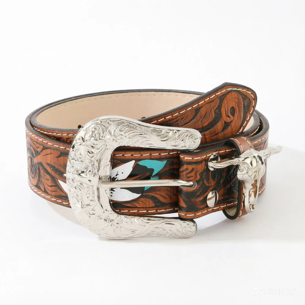 European and American Retro Western Style Horn Embossed Belt Accessories