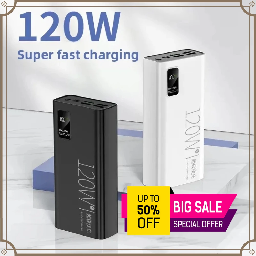 66W Super Fast Charging Portable Power Bank 30000/60000mAh Outdoor Camping LargeCapacity Battery for iPhone Huawei Xiaomi Phones
