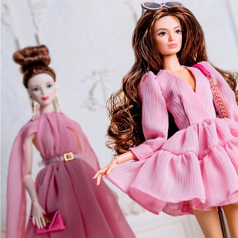 1/6 Supermodel Doll Clothe Suit European Fashion Sweet Pink Exquisite Dress Accessories Set DIY Toy Limited Collection Girl Gift