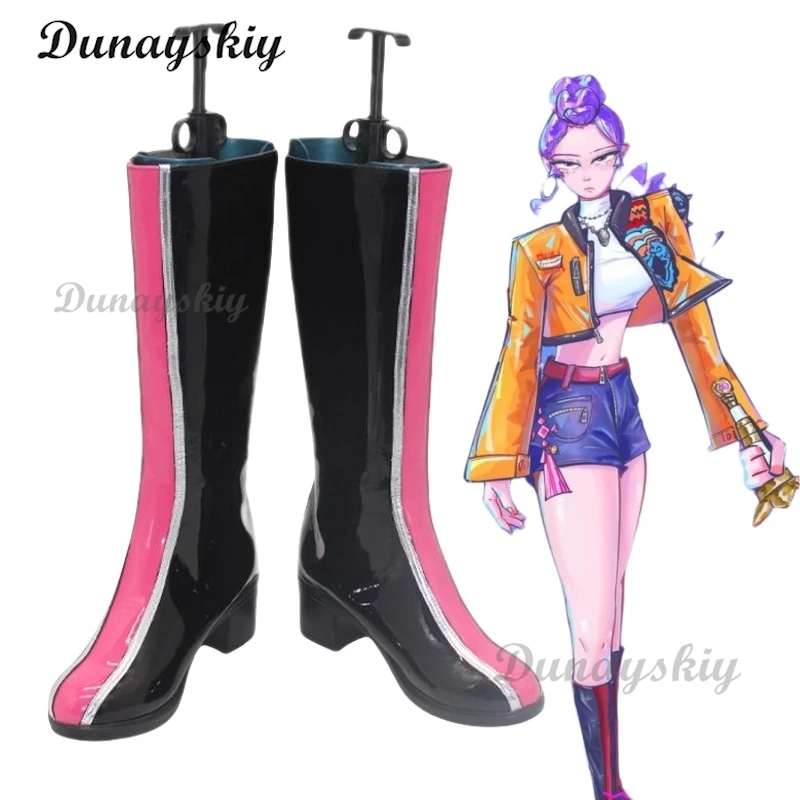 

Rumi Cosplay Anime Movie KPOP Demon Hunters Shoes Boots Black PU Leather Boots For Women Men Halloween Carnival Party Props