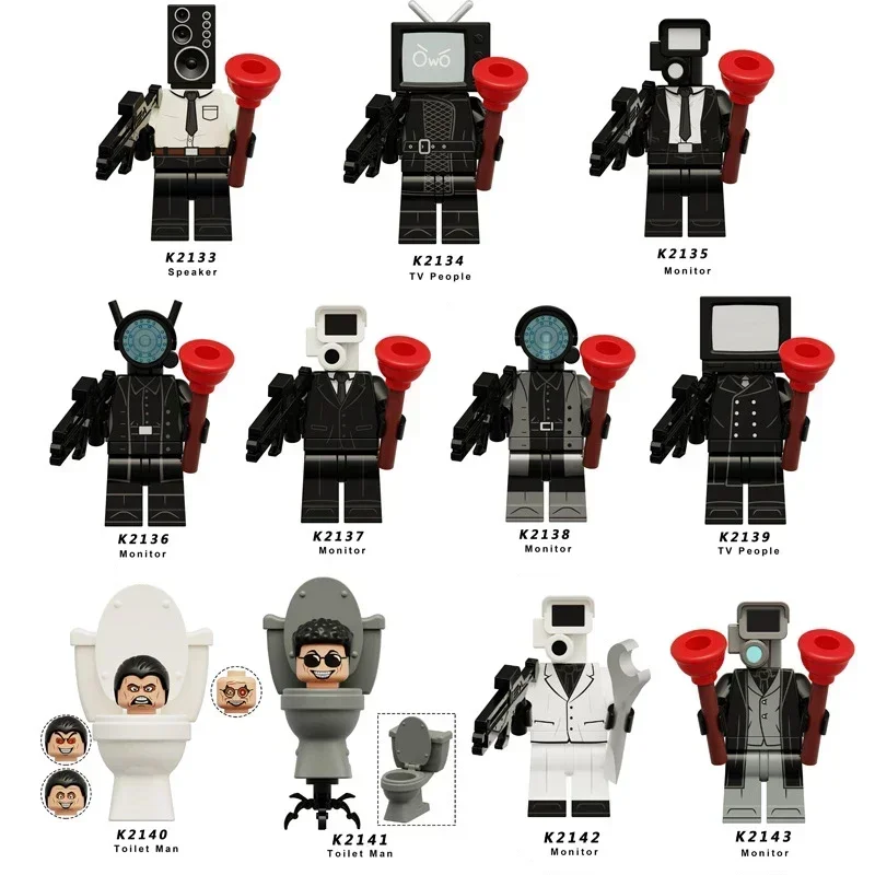 DL001-DLL009 Skibidi Toilet Man Anime Cartoon Bricks Minifigures Dolls TV Man Mini Action Block Toy Figures Building Blocks