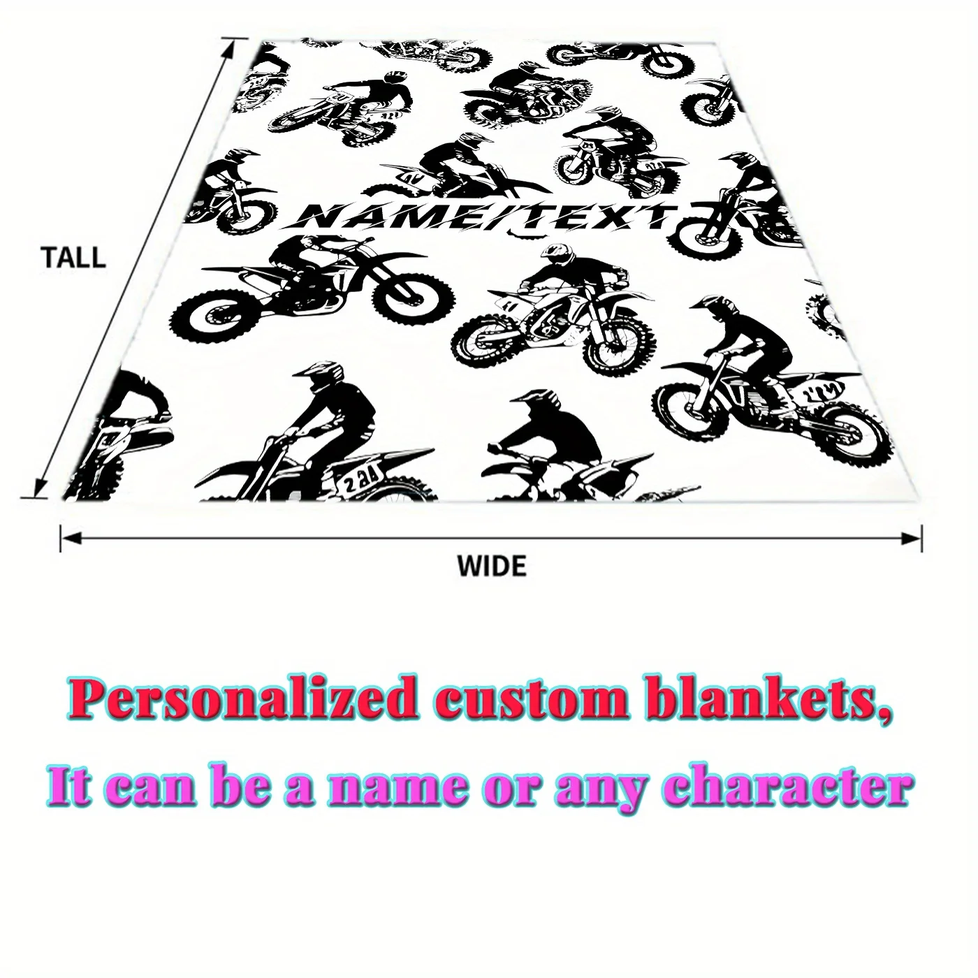 Customizable motorcycle flannel blanket Personalized text options Tear resistant polyester fiber blanket suitable for all season