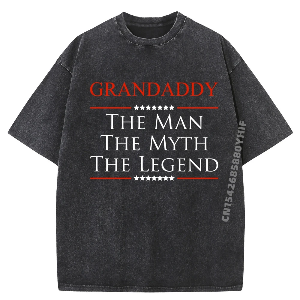 

Tees Woman T-shirts Men Grandaddy The Man The Myth Outdoor Printed Tee-Shirts Retro Washed Clothes Loose