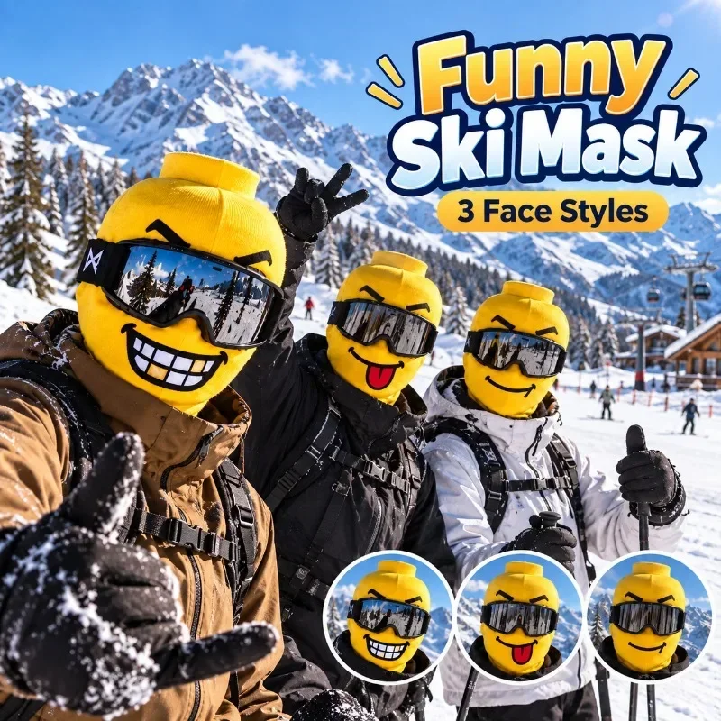 2026 Simulation Snowboard Face Mask Outdoor Cycling Windproof Head Cover Block Person Printed Yellow Man Mask Funny Design