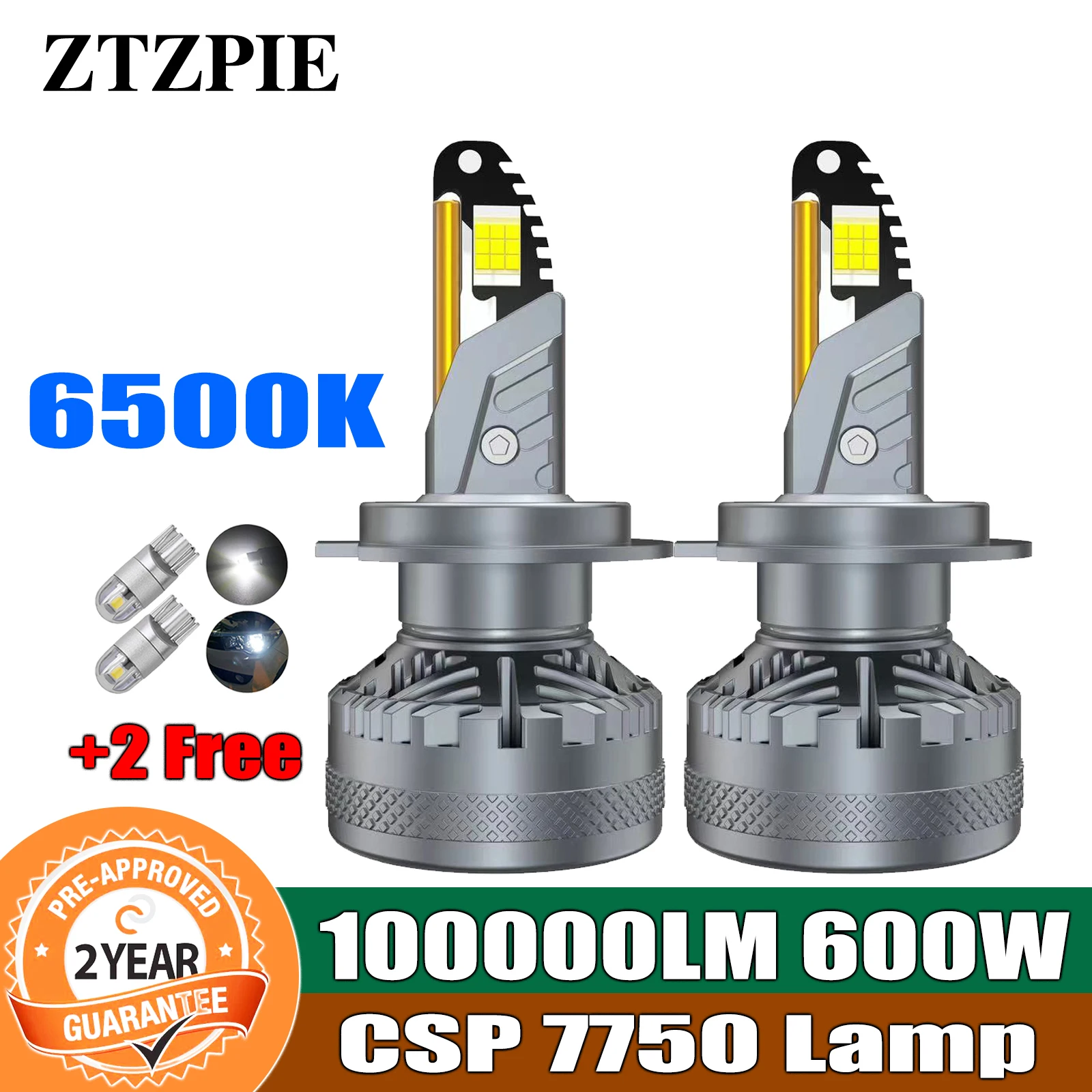 ZTZPIE K5C 6500K HB3 HB4 9005 9006 H1 H7 H4 H11 Bulb Canbus Led Lamp CSP 7750 Power Car Headlight Fog Light 600W 100000LM 12V