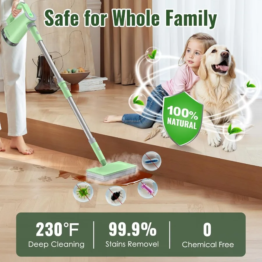 Steam Mop Detachable Handheld Steam Cleaner for Home and Floor Cleaning with 15s Heat-Up 230F Steamer for Deep Cleaning on Hard