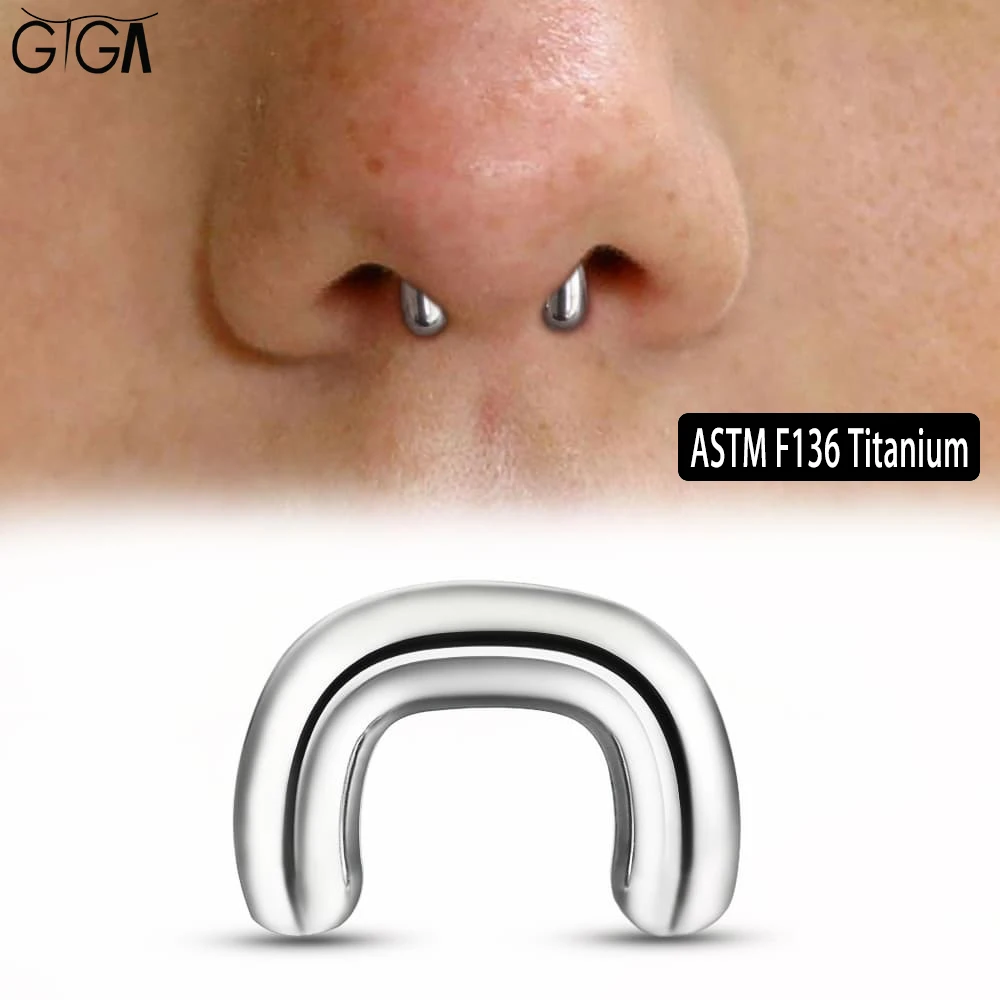 Giga 1 peça retentor de septo em forma de u legal astm f136 titânio u ferradura grampo piercing joias corporais anel de piercing de septo novo