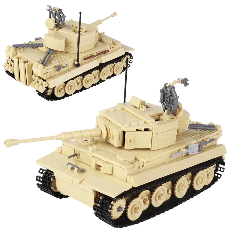 MOC WW II North African Military Series Model III Tank Armored Vehicle Tiger Tank Small Particle Assembly Building Block Kid toy