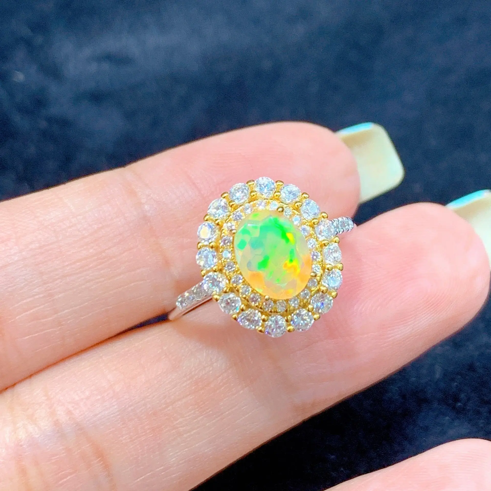 

Best Seller ZECAA Opal Fine Jewelry Woman Opal Ring With Natural Opal Gemstone 6*8mm For Girl Best Woman Opal Ring Jewelry Gift