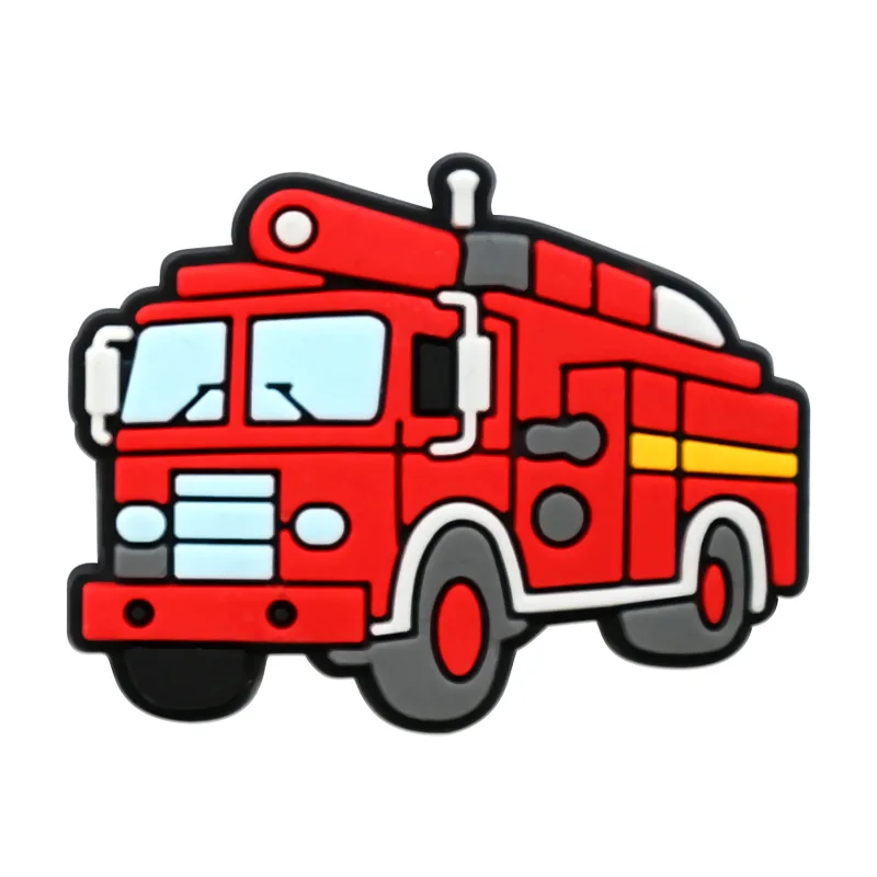 12Pcs Fire Truck Series Shoe Charms For Shoe Key Chain Sandals Beach Bags, PVC DIY Shoe Decorations Accessories Shoes Pin