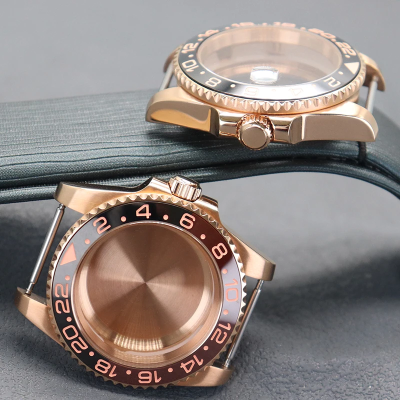 남성용 로즈 골드 시계 케이스 액세서리, 사파이어 글라스 삽입, GMT 세이코 NH35 NH36 NH38 4R36 8215 2824 무브먼트 28.5mm 다이얼, 40mm
