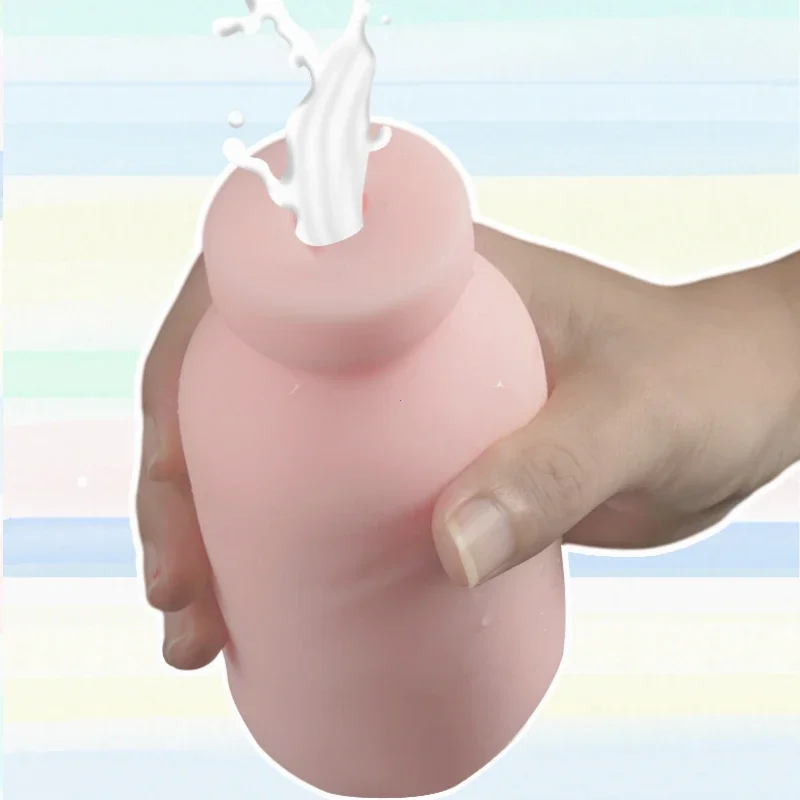 Milk Bottle Shape Male Masturbation Cup Silicone Masturbator Soft Emulational Vaginal Bulge Portable Manual Sex Toys for Man