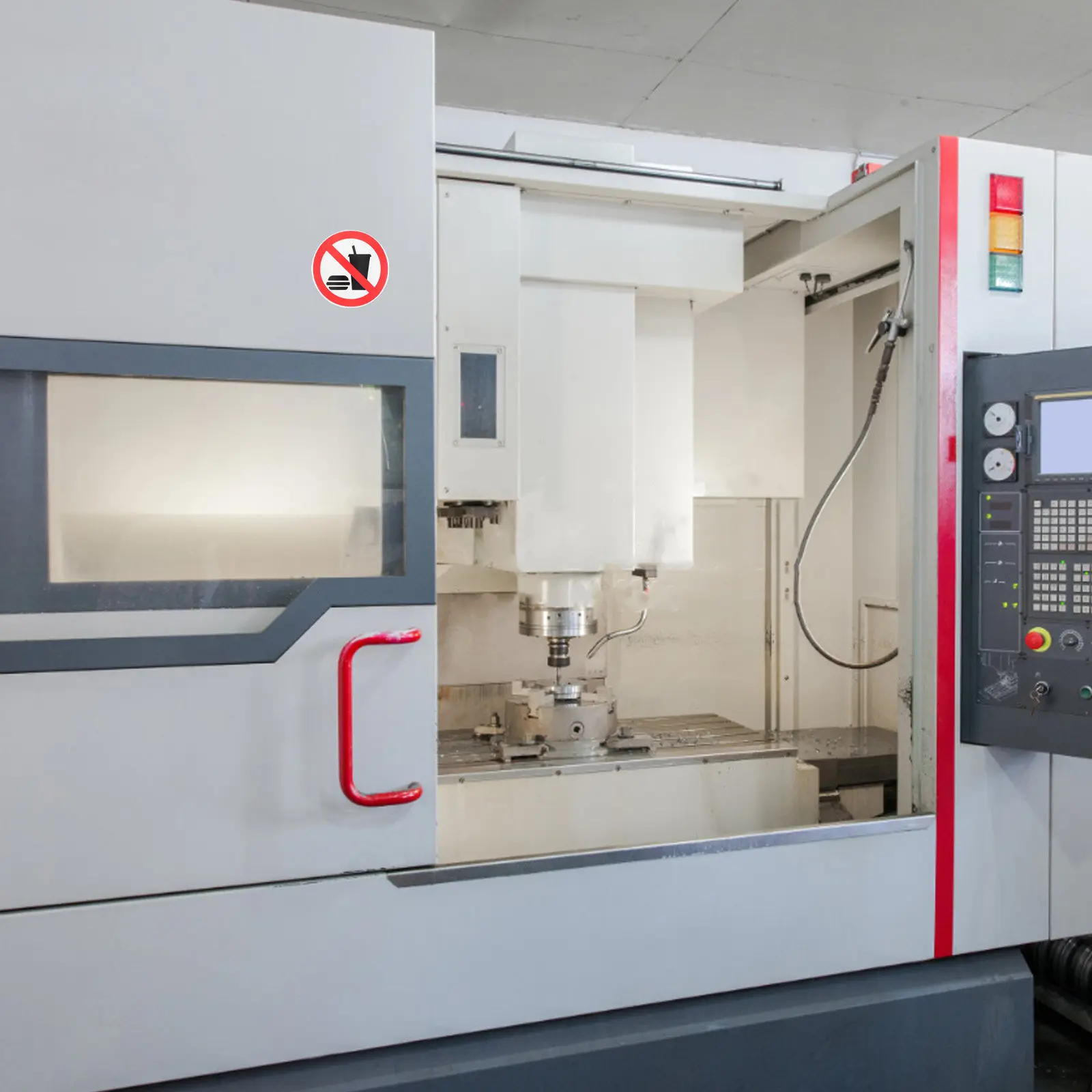 

Набор из 5 самоклеящихся прозрачных этикеток «Предупреждение: Без еды и напитков» для промышленных предприятий, мастерских, офисов и обеспечения безопасности.