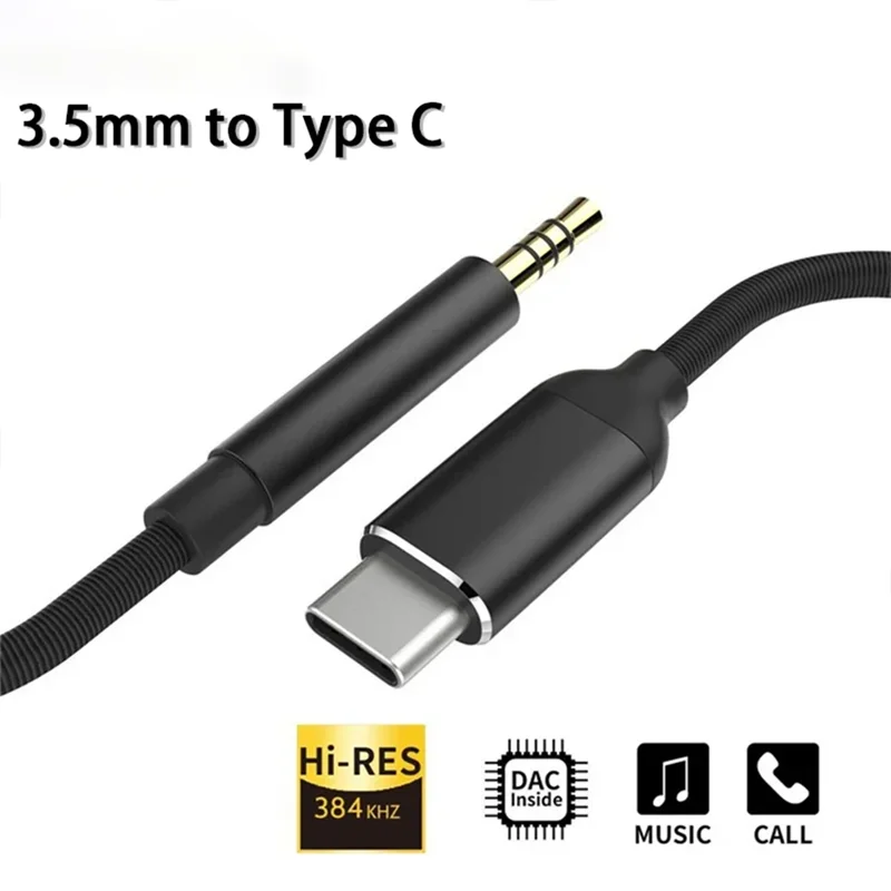 3.5mm To Usb Type C Aux Audio Cable Line Adapter Headset Speaker Headphone Jack Car Aux for Samsung S20 Plus Note 20 S21 1m2m3m