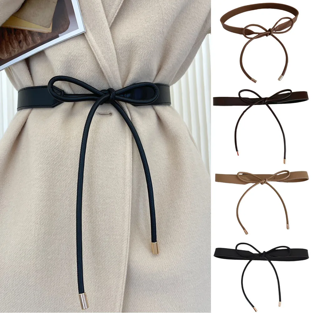 Fashion Women Ultral-thin Waist Belt Versatile Dress Coat Decoration Waist Rope Slim Lanyard For Waist PU Leather Rope Belt