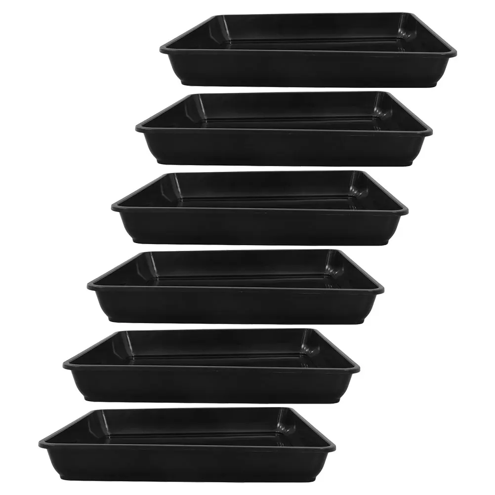 

6pcs Flower Pot Tray Black Square Planter Saucer Water Catcher PP Durable Thickened Base Multicolor Succulent