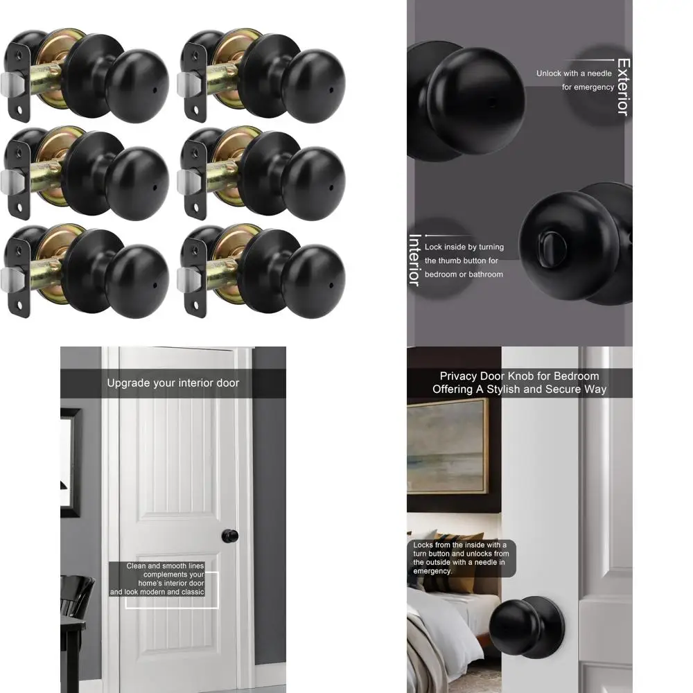 

Matte Black Interior Door Knobs, Bulk Bedroom Door Knobs, Privacy Knobs for Bedrooms and More