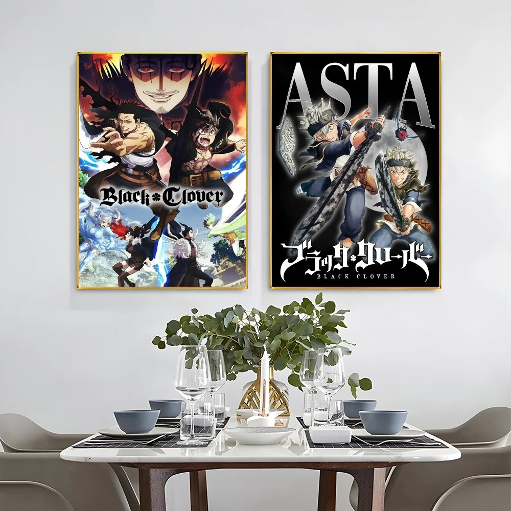 1PC Anime Black Clover Poster Self-adhesive Art Waterproof Paper Sticker Coffee House Bar Room Wall Decor