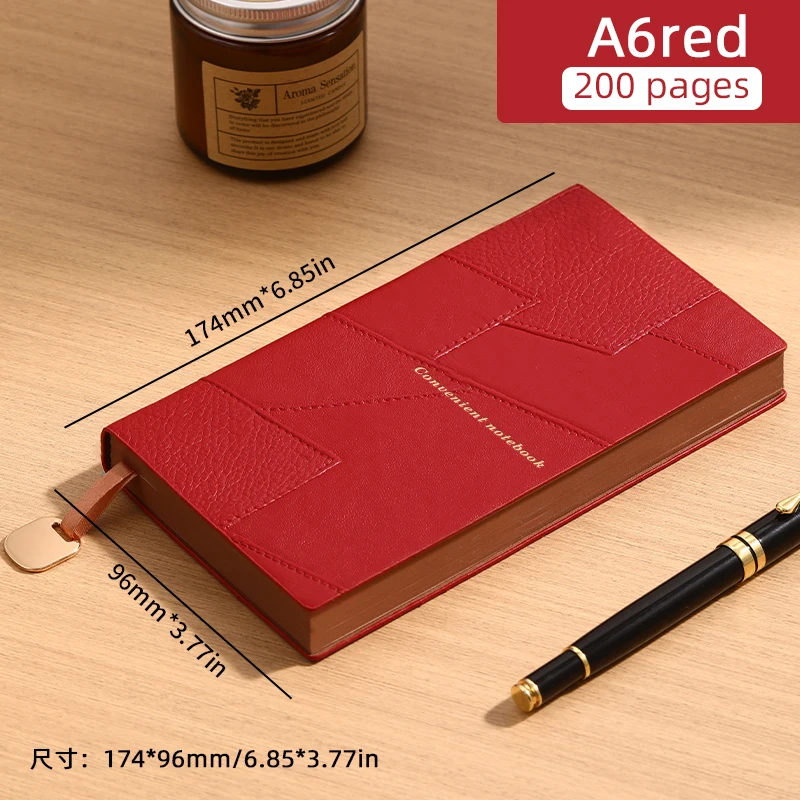 A6-Notizbuch mit Tasche, tragbares kleines Notizbuch, Business-Büro-Notizbuch aus weichem Leder, einfaches Tagebuch, künstlerisch und exquisit – Detail 9