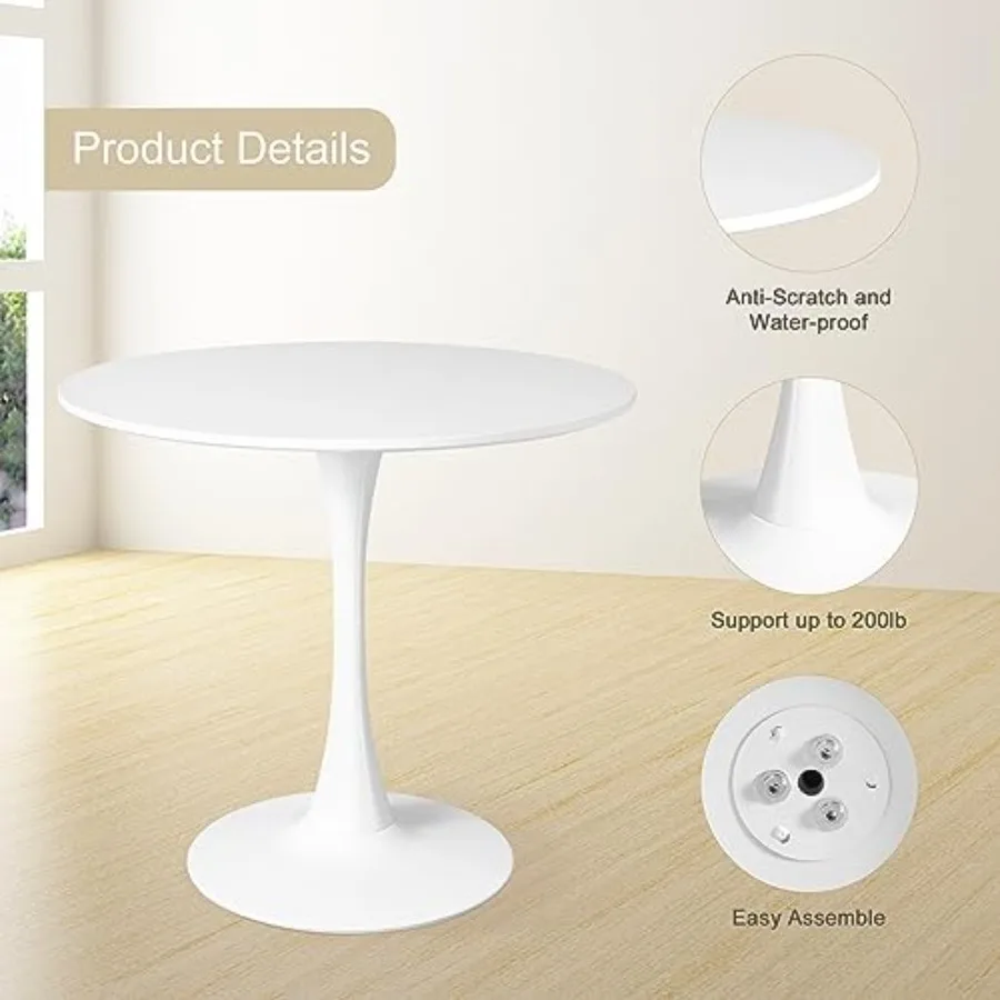 Mid Century Modern Round Dining Table Set for 4 with Chairs in Dining Room Small Kitchen Office Cafe Restaurants